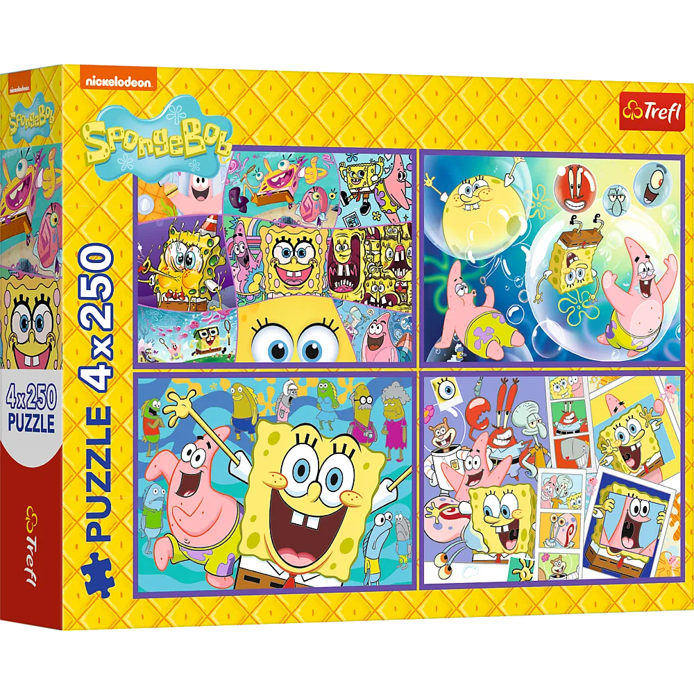 Trefl „SpongeBob pašėlęs pasaulis“ – 4×250 det. dėlionės